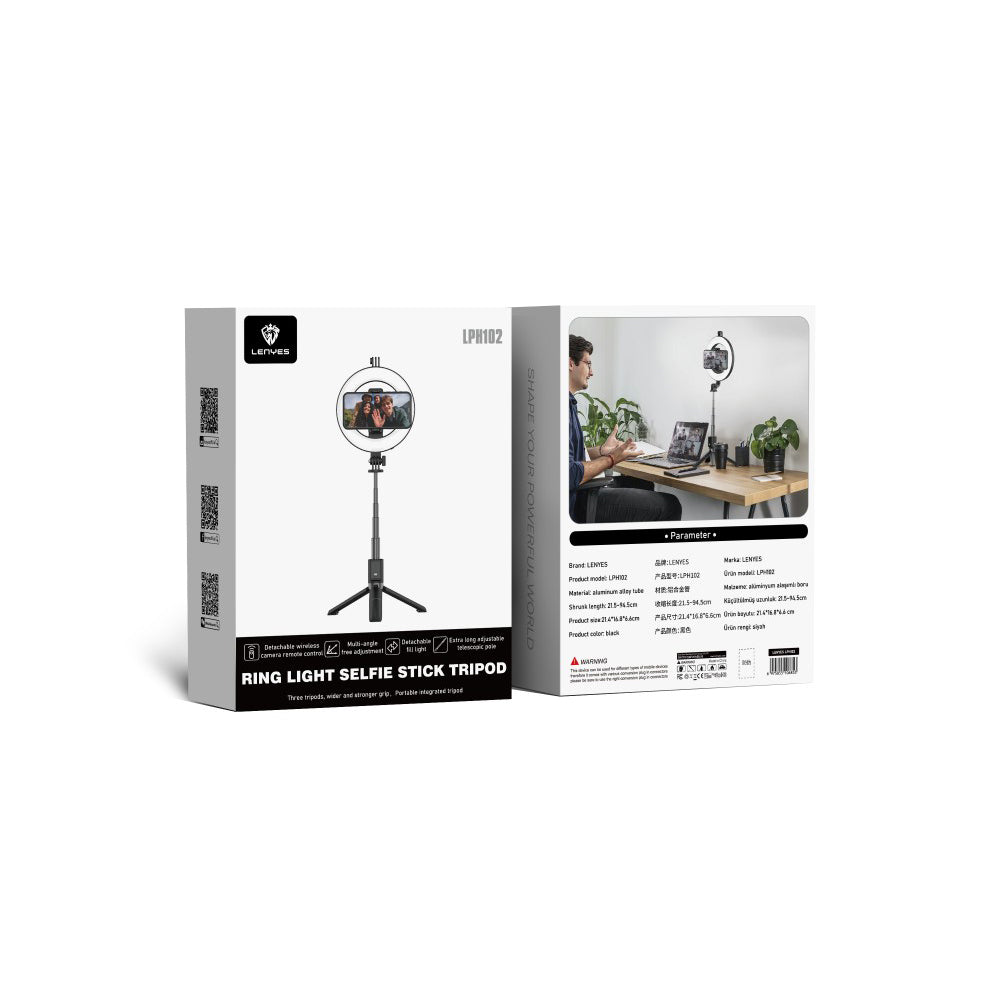 Lenyes LPH102 Uzaktan Kumandalı Çok Fonksiyonlu Ring Light Selfie Çubuğu Lenyes LPH102 Uzaktan Kumandalı Çok Fonksiyonlu Ring Light Selfie Çubuğu